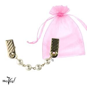 Pearl Sweater Guard Cardigan Collar Clip 50s Style in Organza Gift Bag - Hey Viv